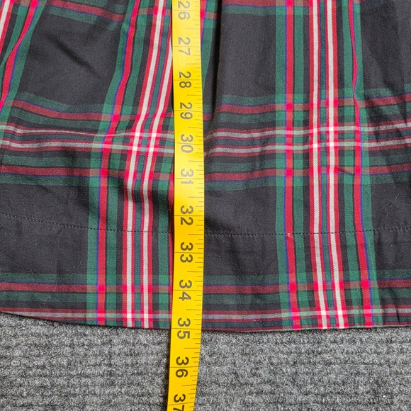Free Assembly Plaid Smocked Waist Shirt Dress Women's Size L Black Green Red - Picture 7 of 7